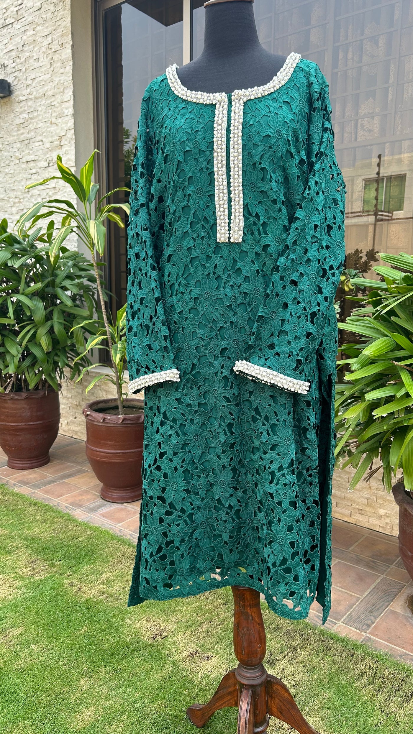 Emerald Green Cut work  2pc