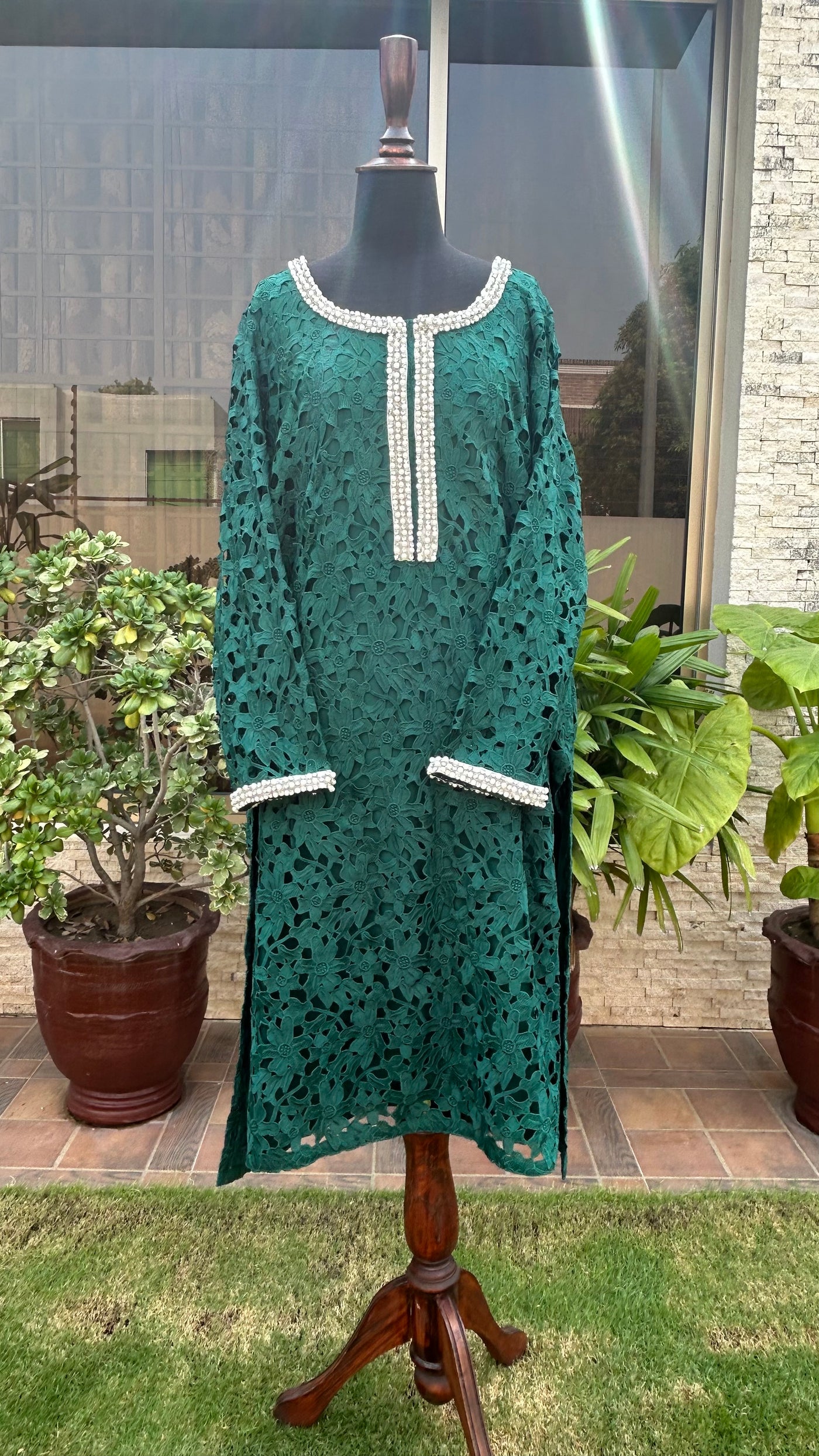 Emerald Green Cut work  2pc