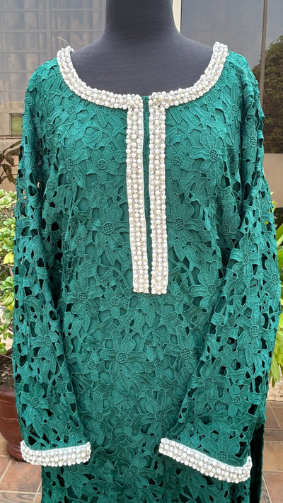 Emerald Green Cut work  2pc