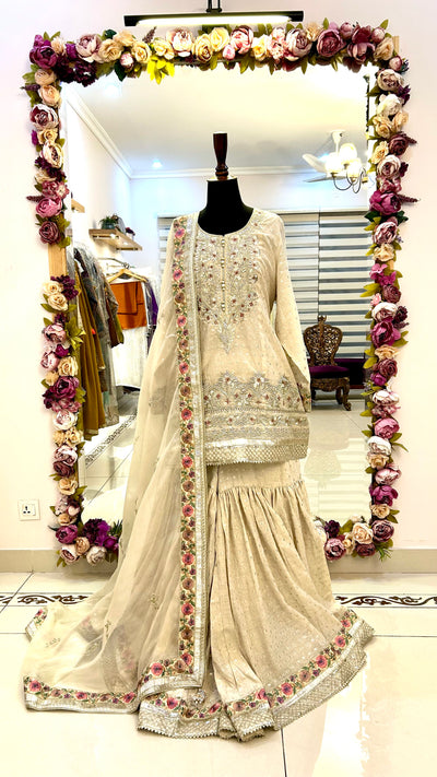 Beige gharara set