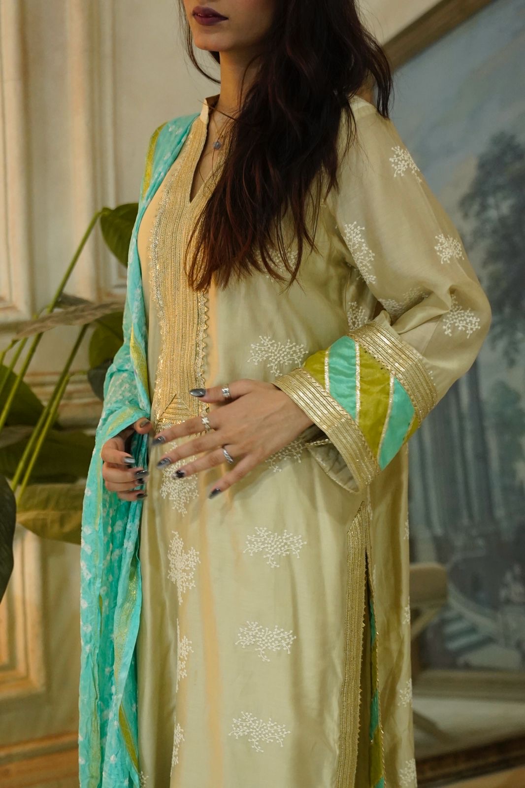 Evergreen chunri (Firozi) 3pc