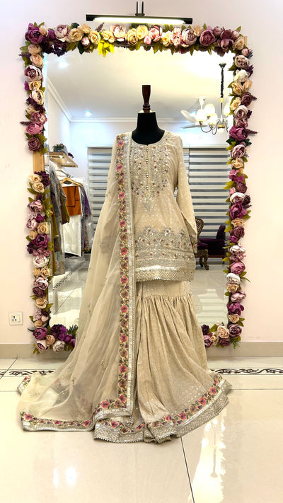 Beige gharara set